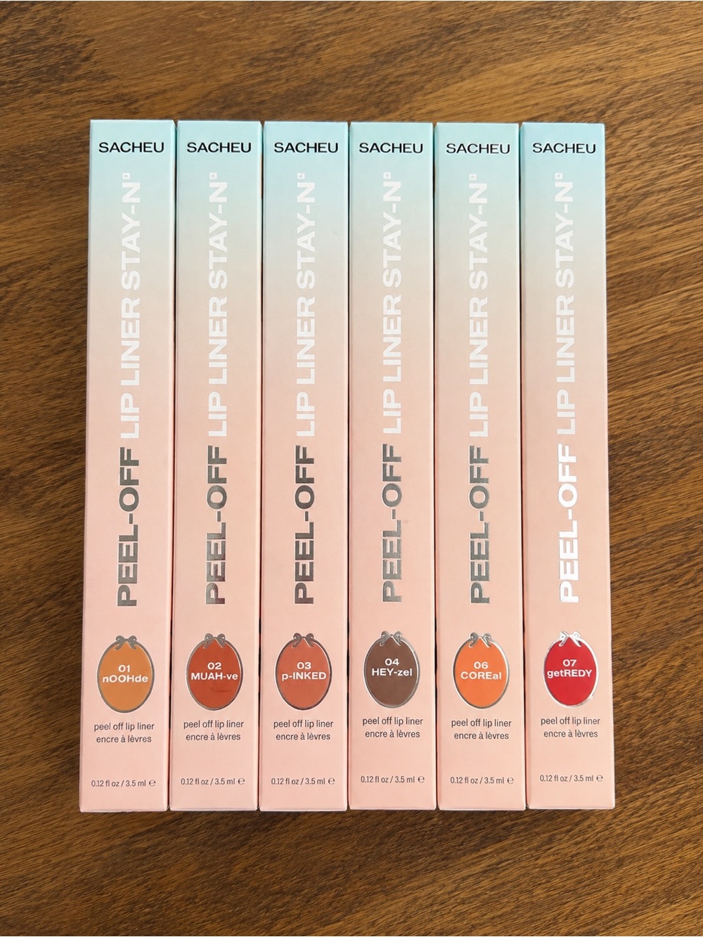 SACHEU Lip Liner STAY-N Peel-Off Lip Liner 6pc Set NIB